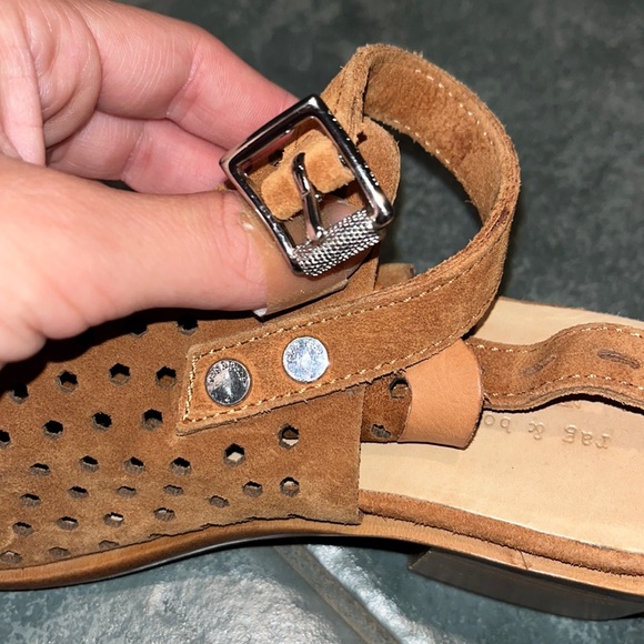 Rag & Bone Brown Suede Open Toe Booties NICE Sz 38 - Picture 9 of 11